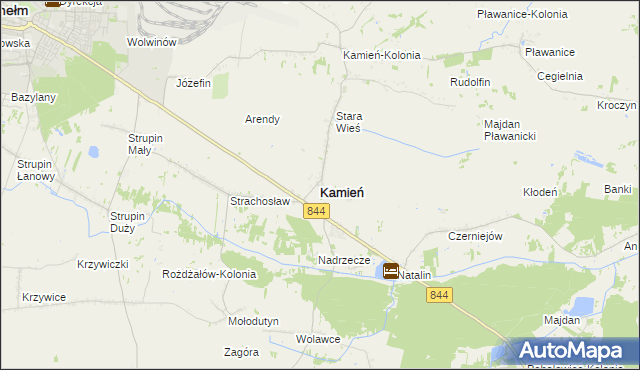 mapa Kamień powiat chełmski, Kamień powiat chełmski na mapie Targeo