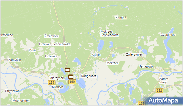 mapa Kaplin gmina Międzychód, Kaplin gmina Międzychód na mapie Targeo