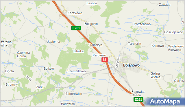 mapa Karolewo gmina Bojanowo, Karolewo gmina Bojanowo na mapie Targeo