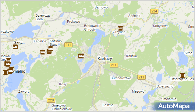 mapa Kartuzy, Kartuzy na mapie Targeo