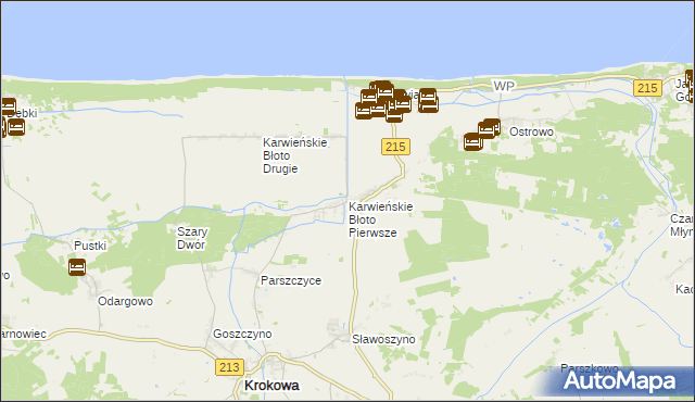 mapa Karwieńskie Błoto Pierwsze, Karwieńskie Błoto Pierwsze na mapie Targeo