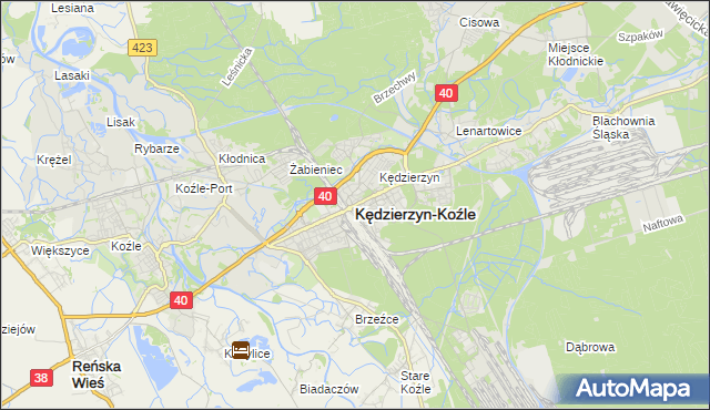 mapa Kędzierzyna-Koźle, Kędzierzyn-Koźle na mapie Targeo