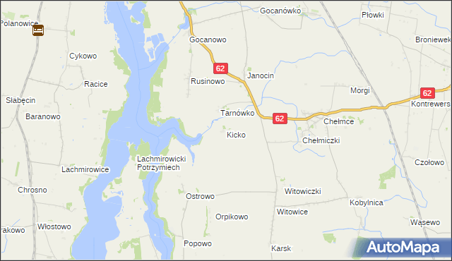 mapa Kicko gmina Kruszwica, Kicko gmina Kruszwica na mapie Targeo