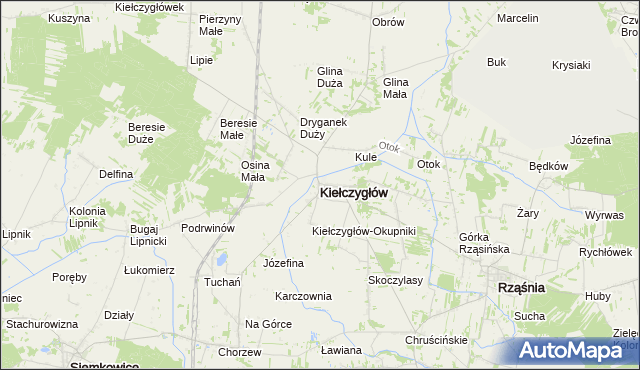 mapa Kiełczygłów, Kiełczygłów na mapie Targeo