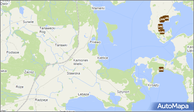 mapa Kietlice gmina Węgorzewo, Kietlice gmina Węgorzewo na mapie Targeo