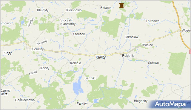 mapa Kiwity powiat lidzbarski, Kiwity powiat lidzbarski na mapie Targeo