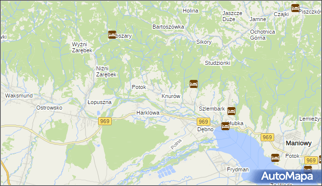 mapa Knurów gmina Nowy Targ, Knurów gmina Nowy Targ na mapie Targeo