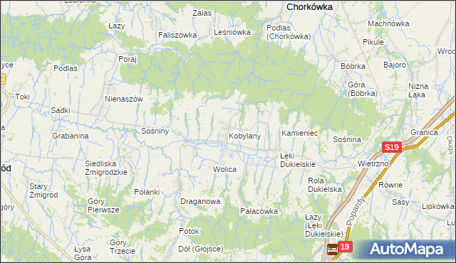 mapa Kobylany gmina Chorkówka, Kobylany gmina Chorkówka na mapie Targeo