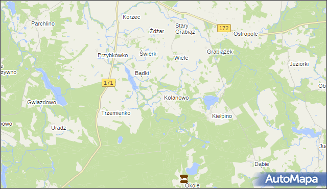 mapa Kolanowo, Kolanowo na mapie Targeo