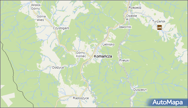 mapa Komańcza, Komańcza na mapie Targeo