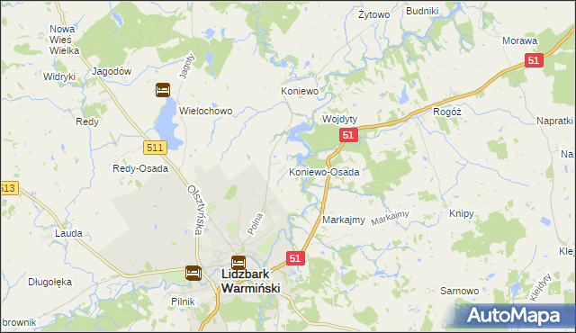 mapa Koniewo-Osada, Koniewo-Osada na mapie Targeo