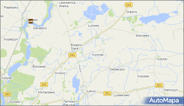 mapa Koninek gmina Wągrowiec, Koninek gmina Wągrowiec na mapie Targeo