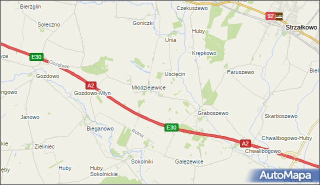 mapa Kościanki gmina Strzałkowo, Kościanki gmina Strzałkowo na mapie Targeo