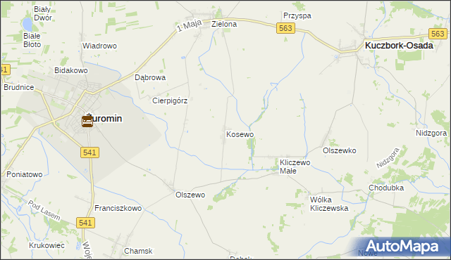 mapa Kosewo gmina Żuromin, Kosewo gmina Żuromin na mapie Targeo