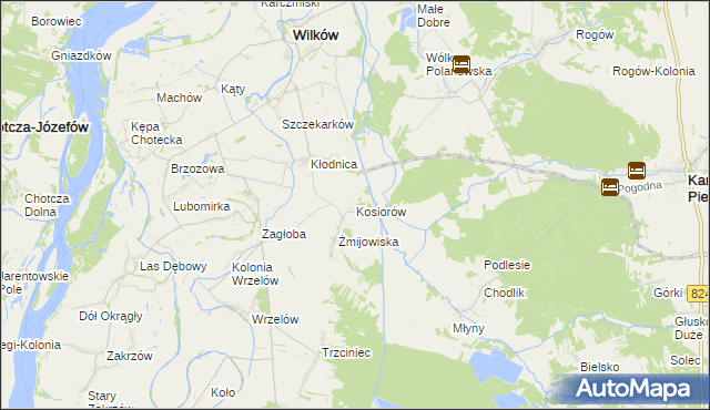 mapa Kosiorów gmina Wilków, Kosiorów gmina Wilków na mapie Targeo