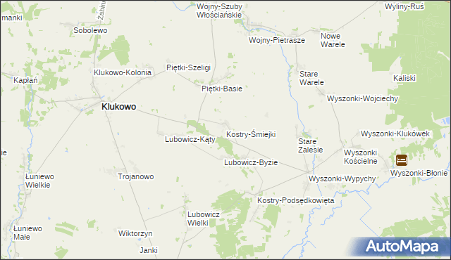 mapa Kostry-Śmiejki, Kostry-Śmiejki na mapie Targeo