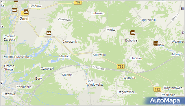 mapa Kotowice gmina Żarki, Kotowice gmina Żarki na mapie Targeo