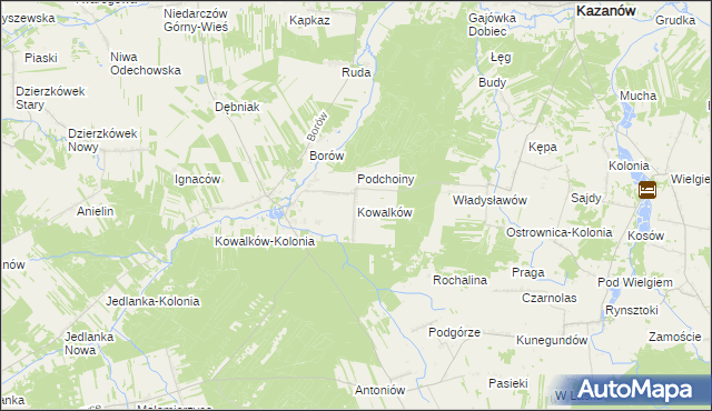 mapa Kowalków, Kowalków na mapie Targeo