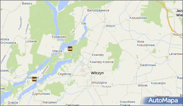 mapa Kownaty gmina Wilczyn, Kownaty gmina Wilczyn na mapie Targeo