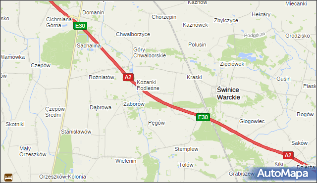 mapa Kozanki Wielkie, Kozanki Wielkie na mapie Targeo