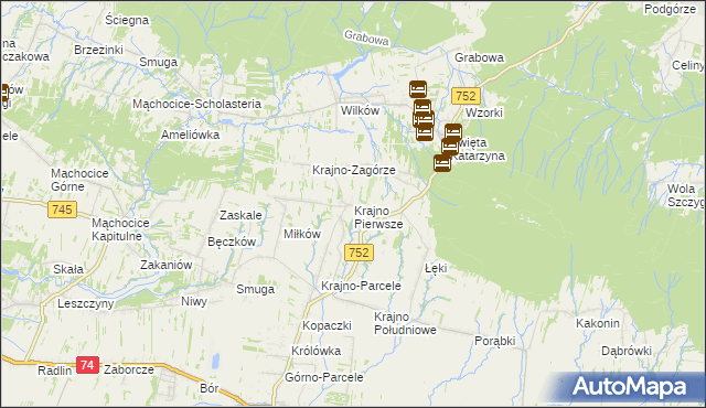 mapa Krajno Pierwsze, Krajno Pierwsze na mapie Targeo