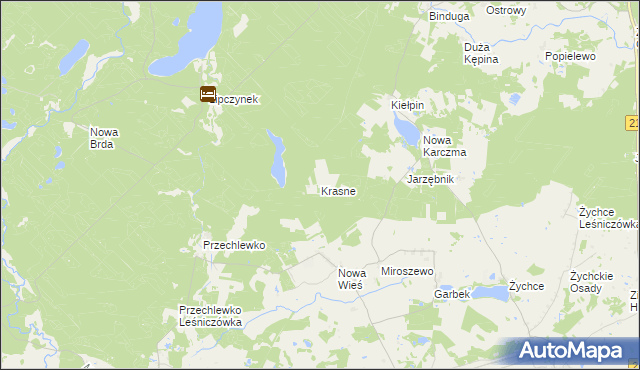 mapa Krasne gmina Przechlewo, Krasne gmina Przechlewo na mapie Targeo