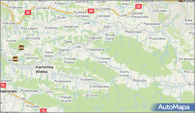 mapa Królowa Górna, Królowa Górna na mapie Targeo