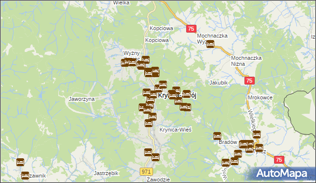 mapa Krynica-Zdrój, Krynica-Zdrój na mapie Targeo