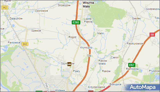 mapa Kryniczno gmina Wisznia Mała, Kryniczno gmina Wisznia Mała na mapie Targeo