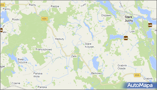 mapa Krzywe gmina Wydminy, Krzywe gmina Wydminy na mapie Targeo