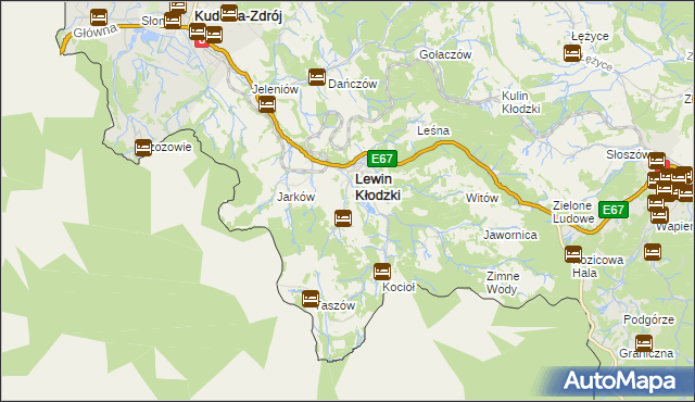 mapa Krzyżanów gmina Lewin Kłodzki, Krzyżanów gmina Lewin Kłodzki na mapie Targeo