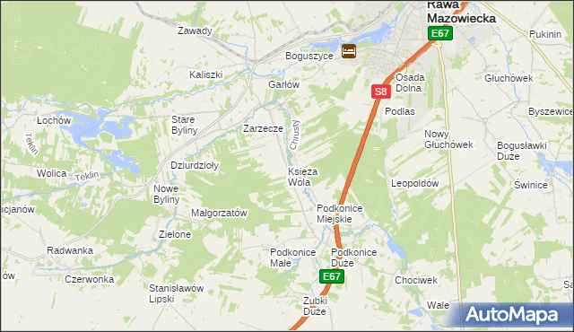 mapa Księża Wola, Księża Wola na mapie Targeo