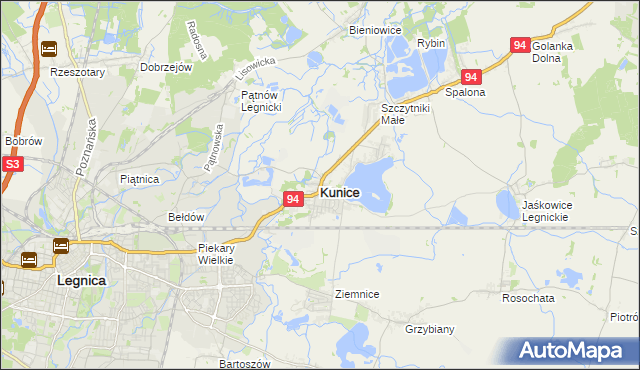mapa Kunice powiat legnicki, Kunice powiat legnicki na mapie Targeo