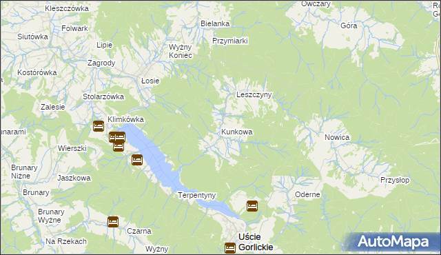 mapa Kunkowa, Kunkowa na mapie Targeo