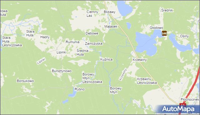 mapa Kuźnica gmina Warlubie, Kuźnica gmina Warlubie na mapie Targeo