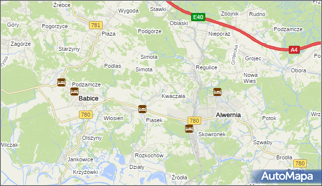 mapa Kwaczała, Kwaczała na mapie Targeo