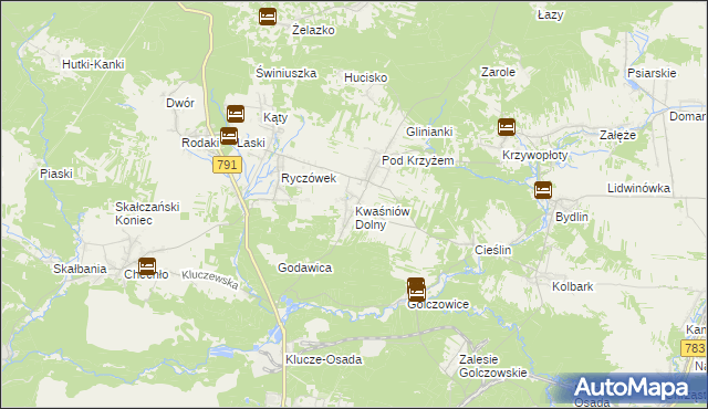 mapa Kwaśniów Dolny, Kwaśniów Dolny na mapie Targeo