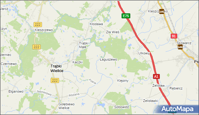 mapa Łaguszewo, Łaguszewo na mapie Targeo