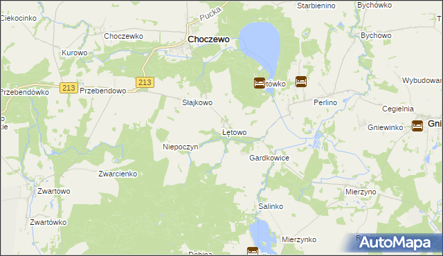 mapa Łętowo gmina Choczewo, Łętowo gmina Choczewo na mapie Targeo