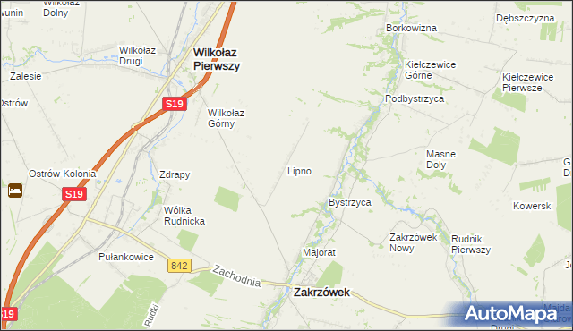 mapa Lipno gmina Zakrzówek, Lipno gmina Zakrzówek na mapie Targeo