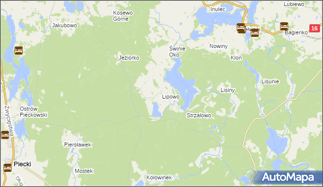 mapa Lipowo gmina Piecki, Lipowo gmina Piecki na mapie Targeo