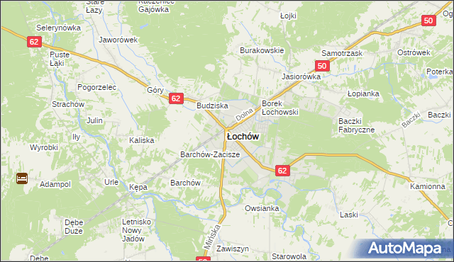 mapa Łochów powiat węgrowski, Łochów powiat węgrowski na mapie Targeo