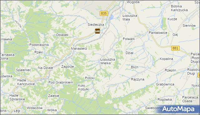 mapa Łopuszka Wielka, Łopuszka Wielka na mapie Targeo