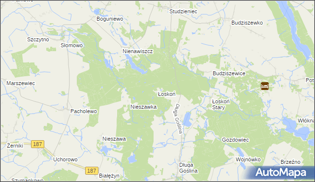 mapa Łoskoń, Łoskoń na mapie Targeo