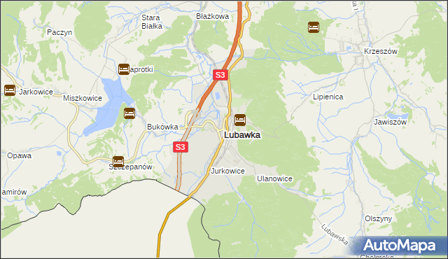 mapa Lubawka, Lubawka na mapie Targeo