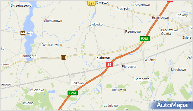 mapa Łubowo powiat gnieźnieński, Łubowo powiat gnieźnieński na mapie Targeo