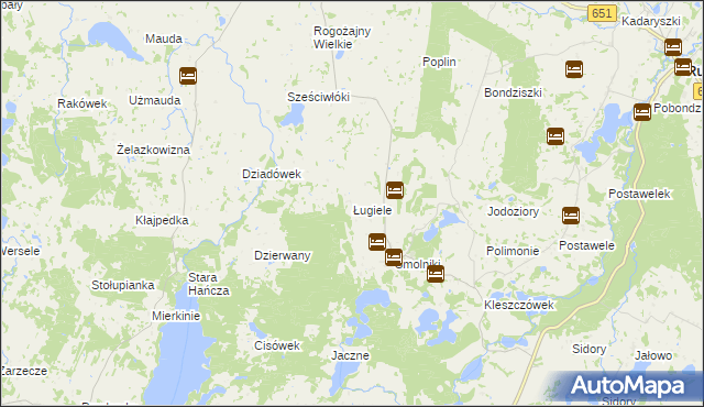 mapa Ługiele, Ługiele na mapie Targeo