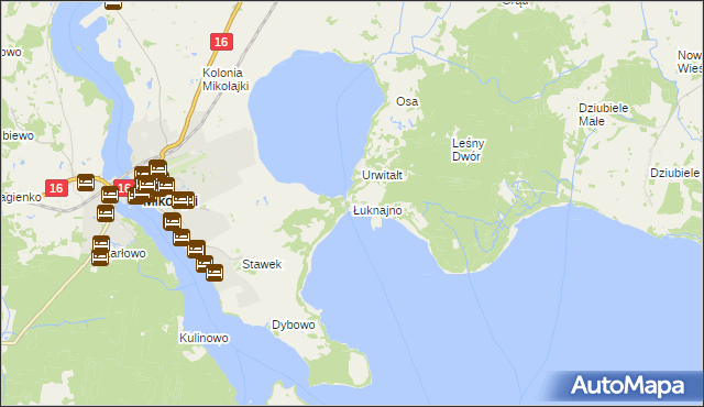 mapa Łuknajno, Łuknajno na mapie Targeo