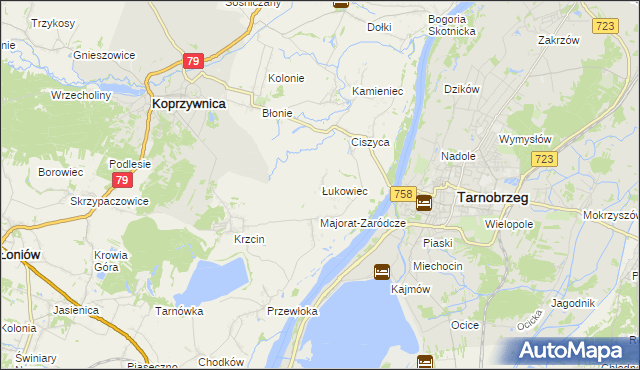 mapa Łukowiec gmina Koprzywnica, Łukowiec gmina Koprzywnica na mapie Targeo