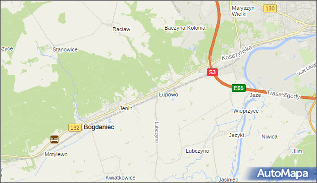 mapa Łupowo gmina Bogdaniec, Łupowo gmina Bogdaniec na mapie Targeo